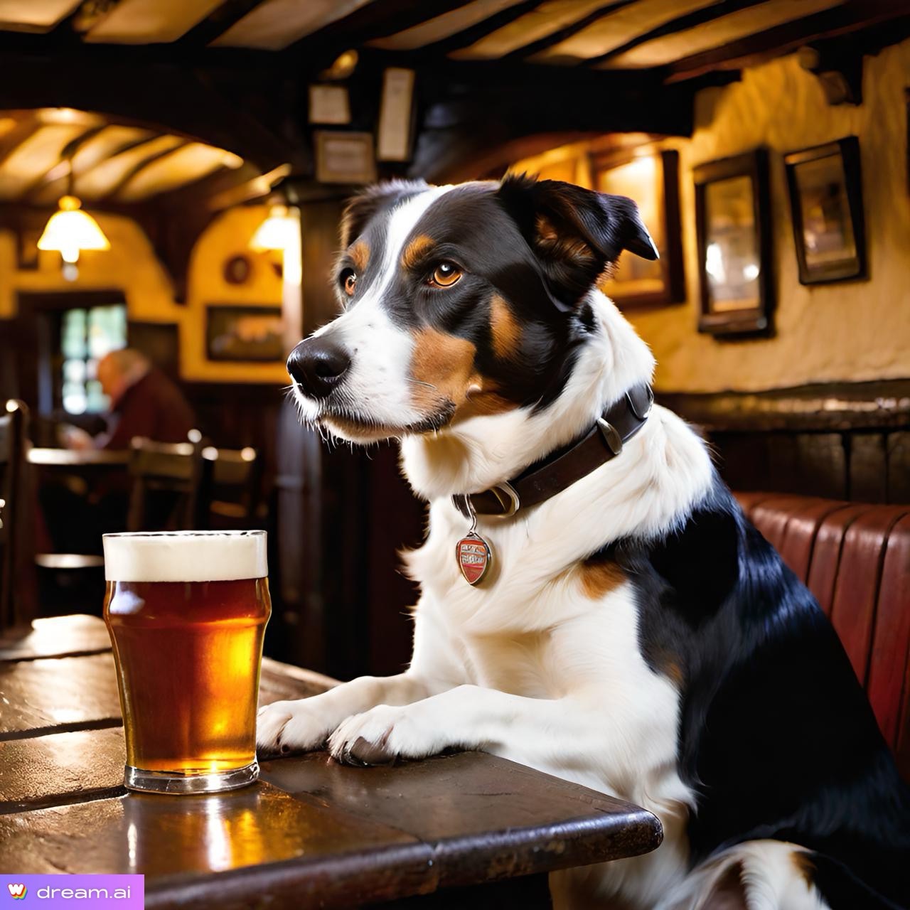 ilfracombe dog in pub drinking beer